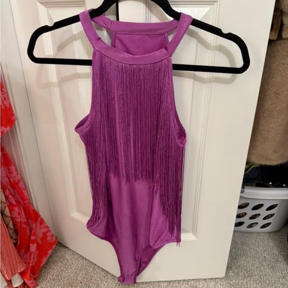 Purple Fringe Body Suit